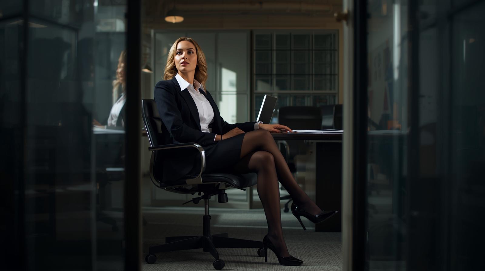 A woman at her office desk